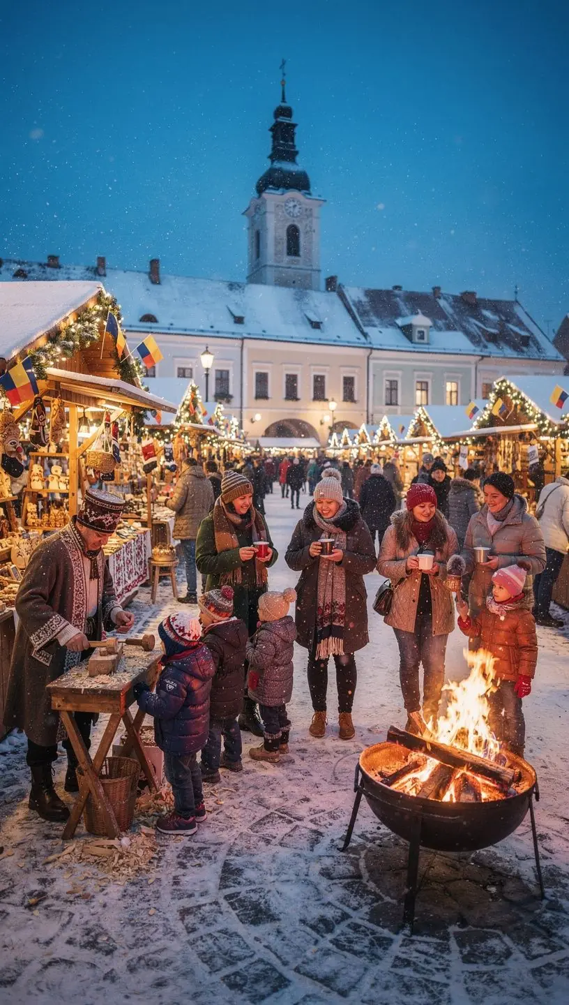 O panoramă a unui muzeu celebru din România, cu arhitectură impresionantă și vizitatori explorând expozițiile.